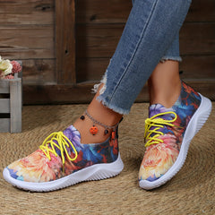 Women's Carp Print Walking Shoes Lightweight Low Top Sport Flat Shoes