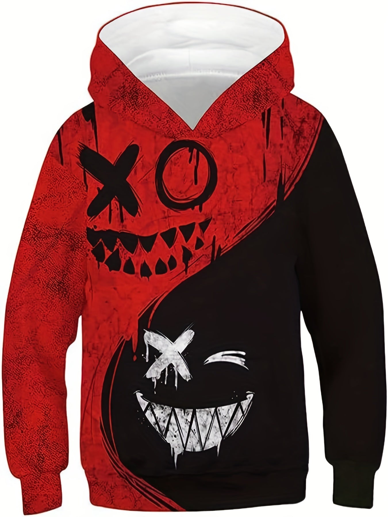 Funny Smiling Print Boys Hooded Sweatshirt