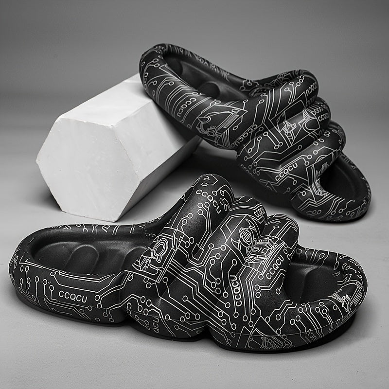 Men's Graphic Cloud Slides Non Slip Slippers