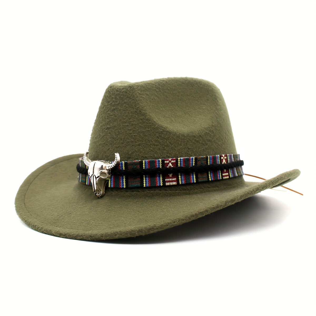 Classic Western Cowboy Hats Bull Decor Ethnic Style Felt Hats