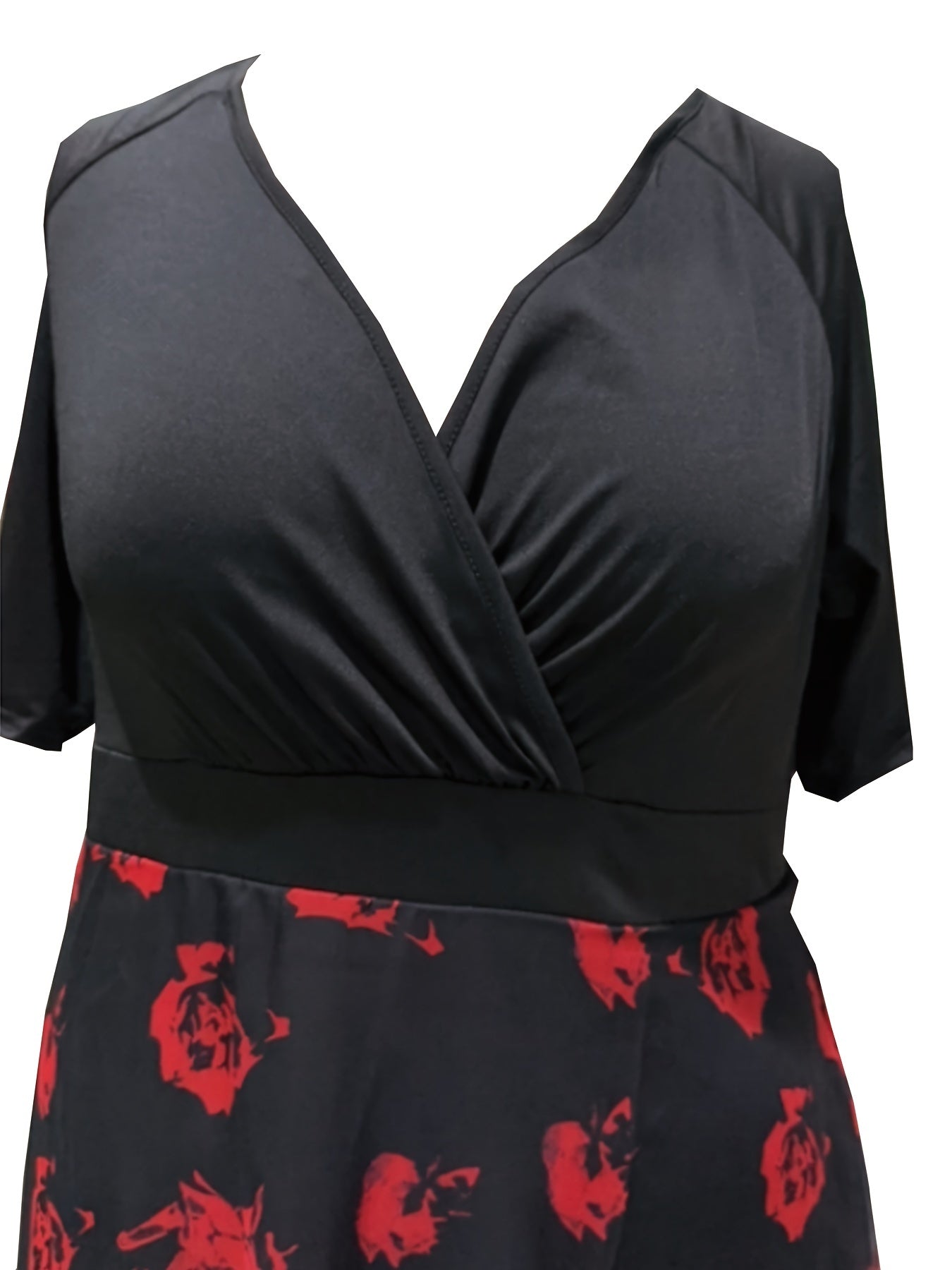 Floral Print Half Sleeve Mesh Dress