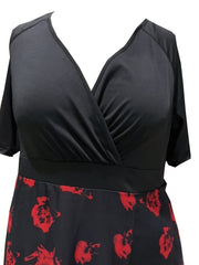 Floral Print Half Sleeve Mesh Dress