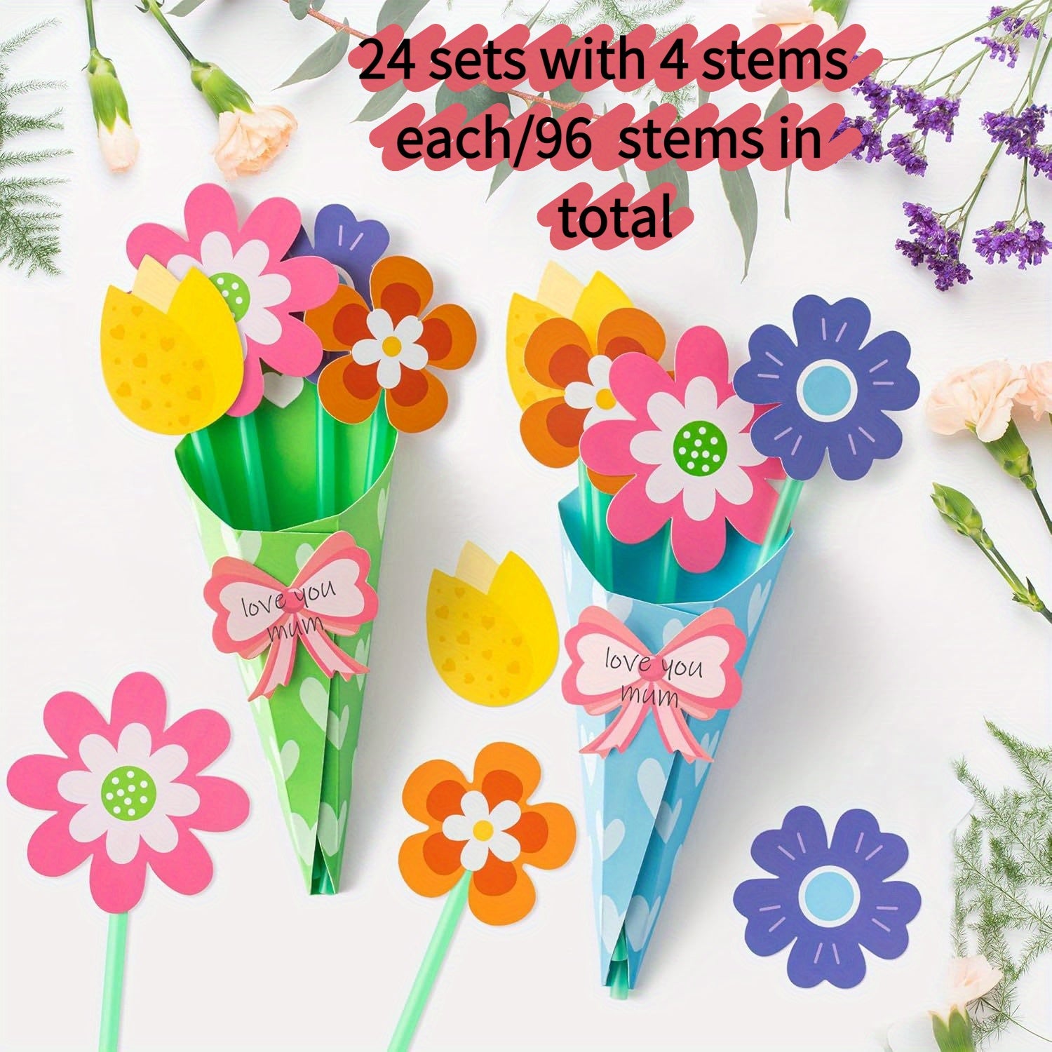 24pcs Paper Sunflowers Bouquet Craft Kit DIY Thanksgiving Craft