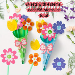 24pcs Paper Sunflowers Bouquet Craft Kit DIY Thanksgiving Craft