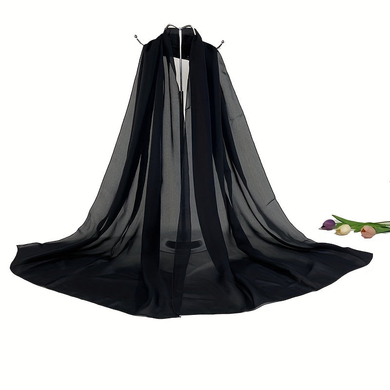 Solid Chiffon Scarf Casual Breathable Shawl Women Head Wrap