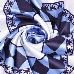 Peony Print Square Scarf Satin Shawl Silk Head Wrap Hair Accessory