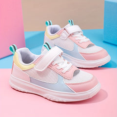 Girl's Colour Block Sneakers Soft Sole Shoes For Kids