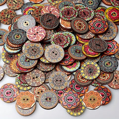 50pcs 20MM Retro Wooden Buttons Two Holes DIY Sewing Handcraft Accessories