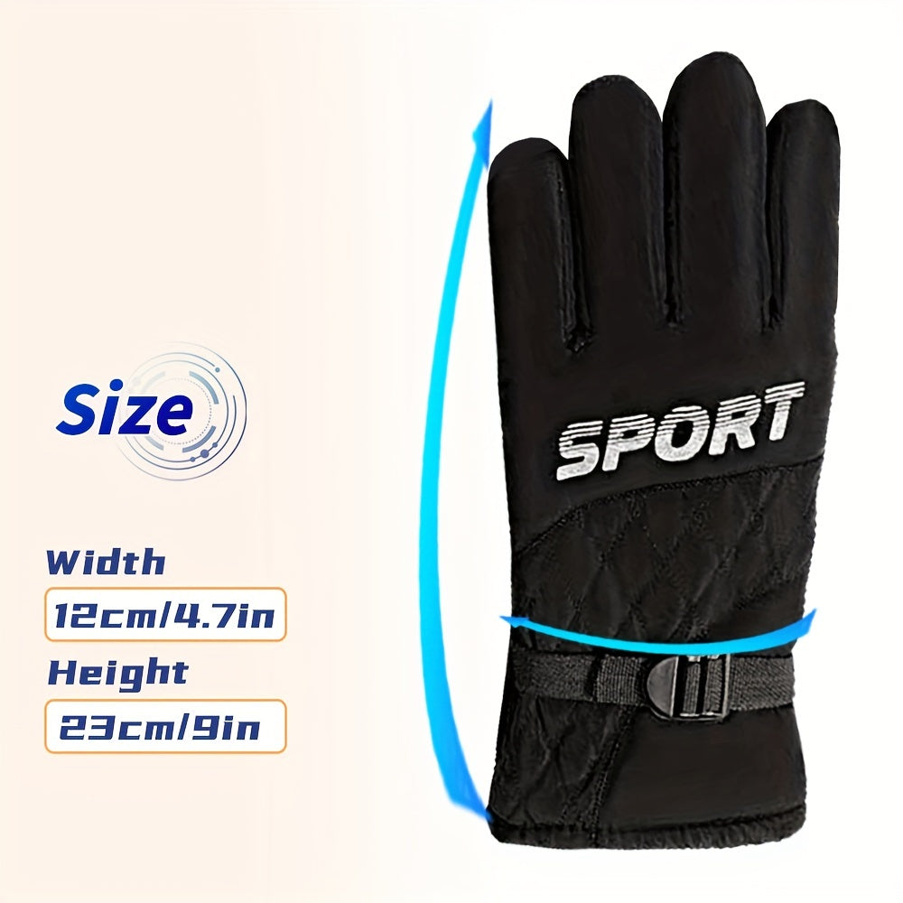 Winter Fleece Lined Warm Gloves Anti Slip Waterproof - Cycling Running Driving