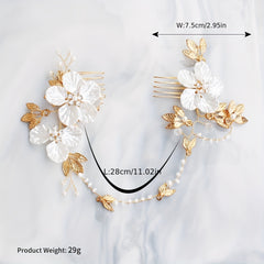 Flower & Pearl Hair Comb Bridal Wedding Accessory