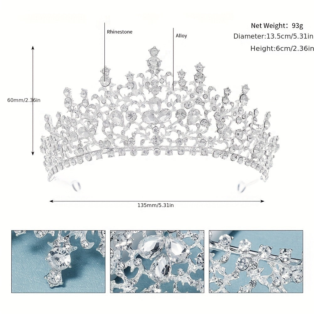 Rhinestone Crown Tiara Headband Baroque Style Bridal Hair Accessory