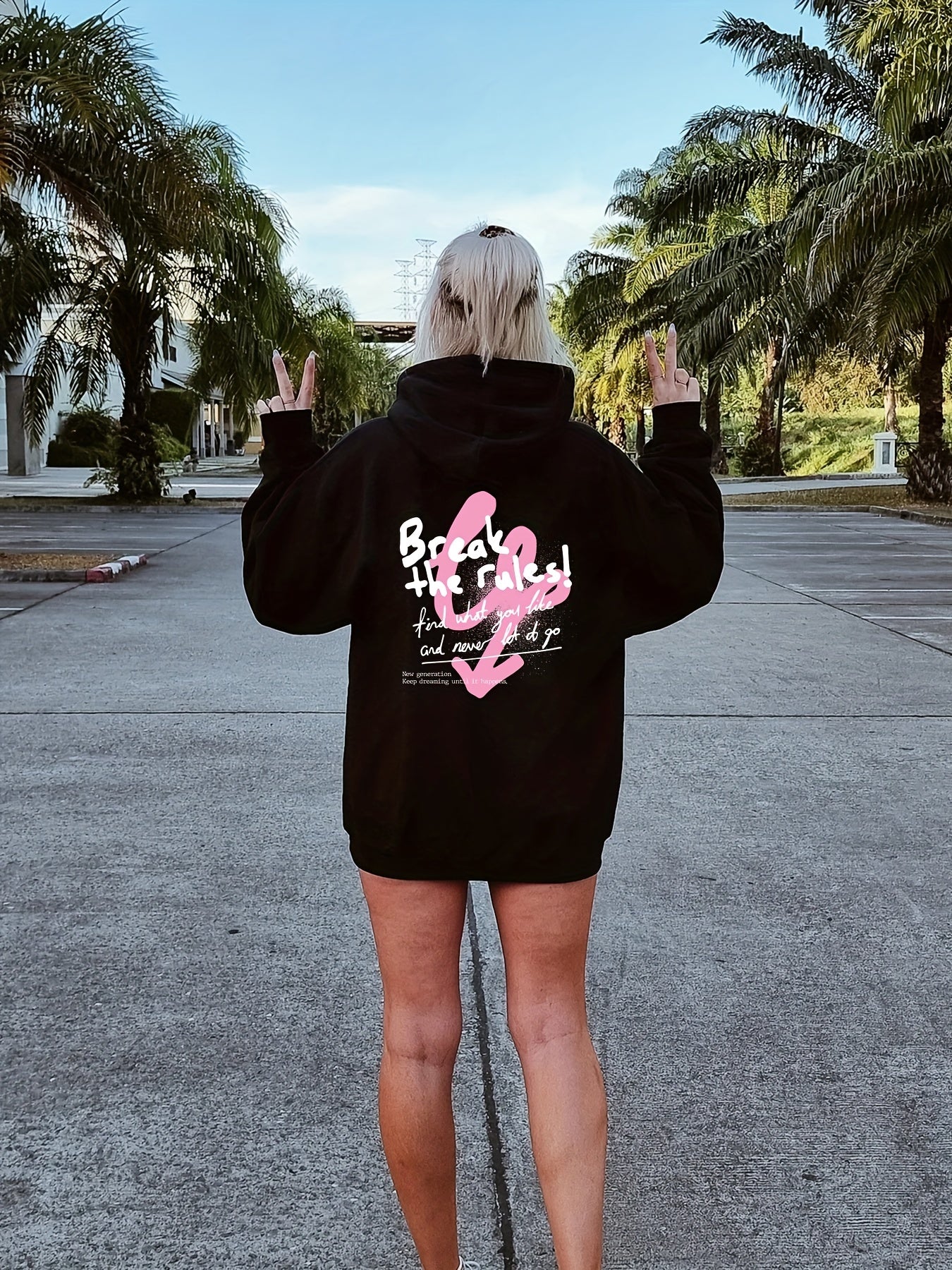 Kangaroo Pocket Hoodie Long Sleeve Drawstring Hoodies Women's Clothing