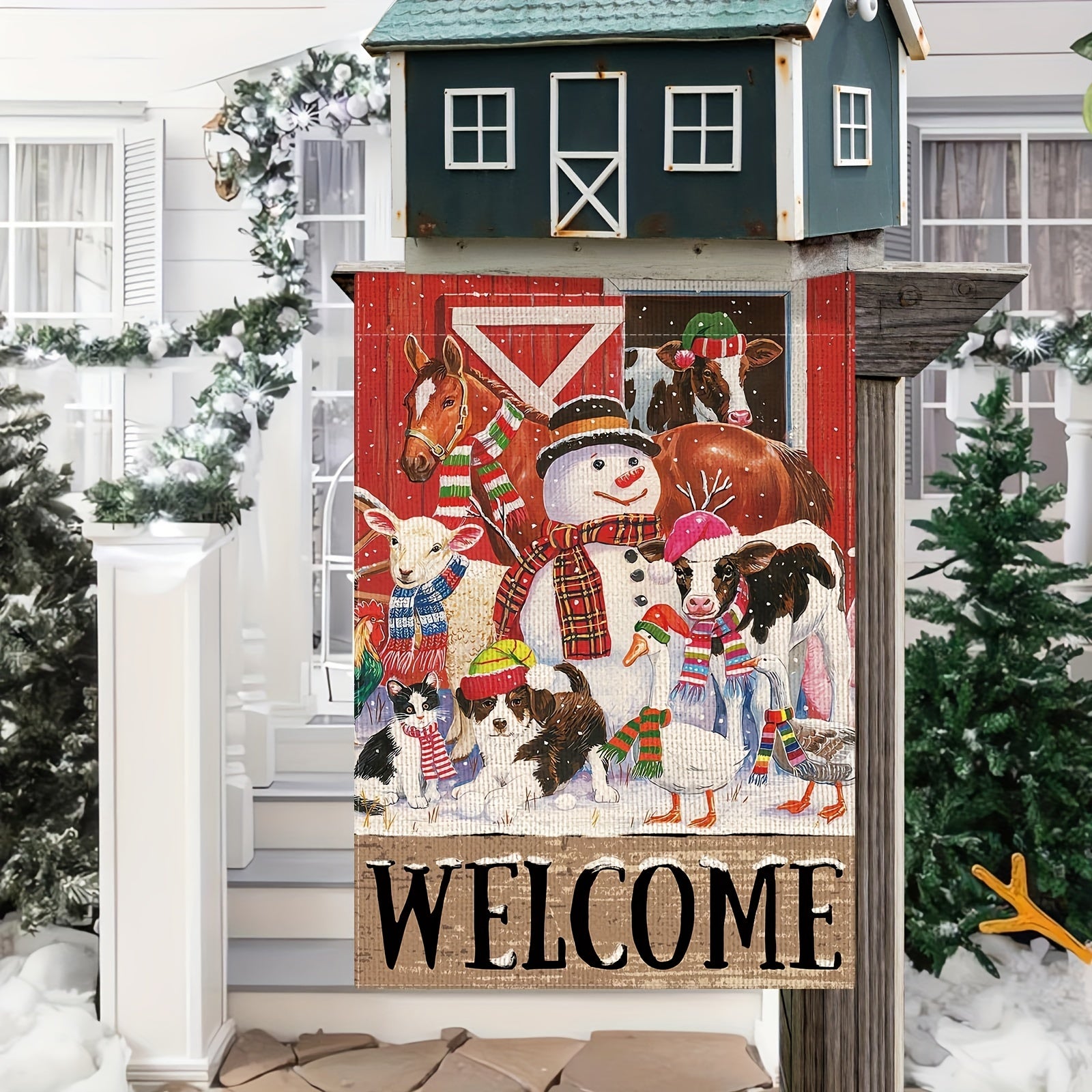 Winter Welcome Snowman Farm Garden Flag