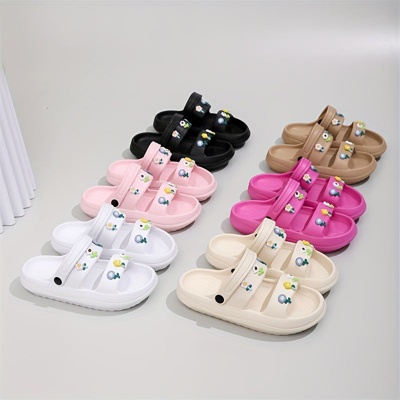 Girls Open Toe Slippers Lightweight Breathable Non-Slip Indoor/Outdoor Slippers