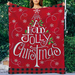 Christmas Tree Red Plaid Snowflake Patern Blanket Soft Comfortable Fluffy Flanne