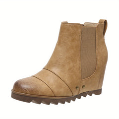 Women's Retro Wedge Ankle Boots Slip On Chelsea Boot