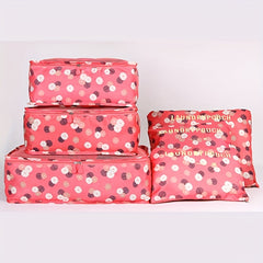 6 Pc Flower Pattern Bag Sets Travel Luggage Bags Dustproof Bags