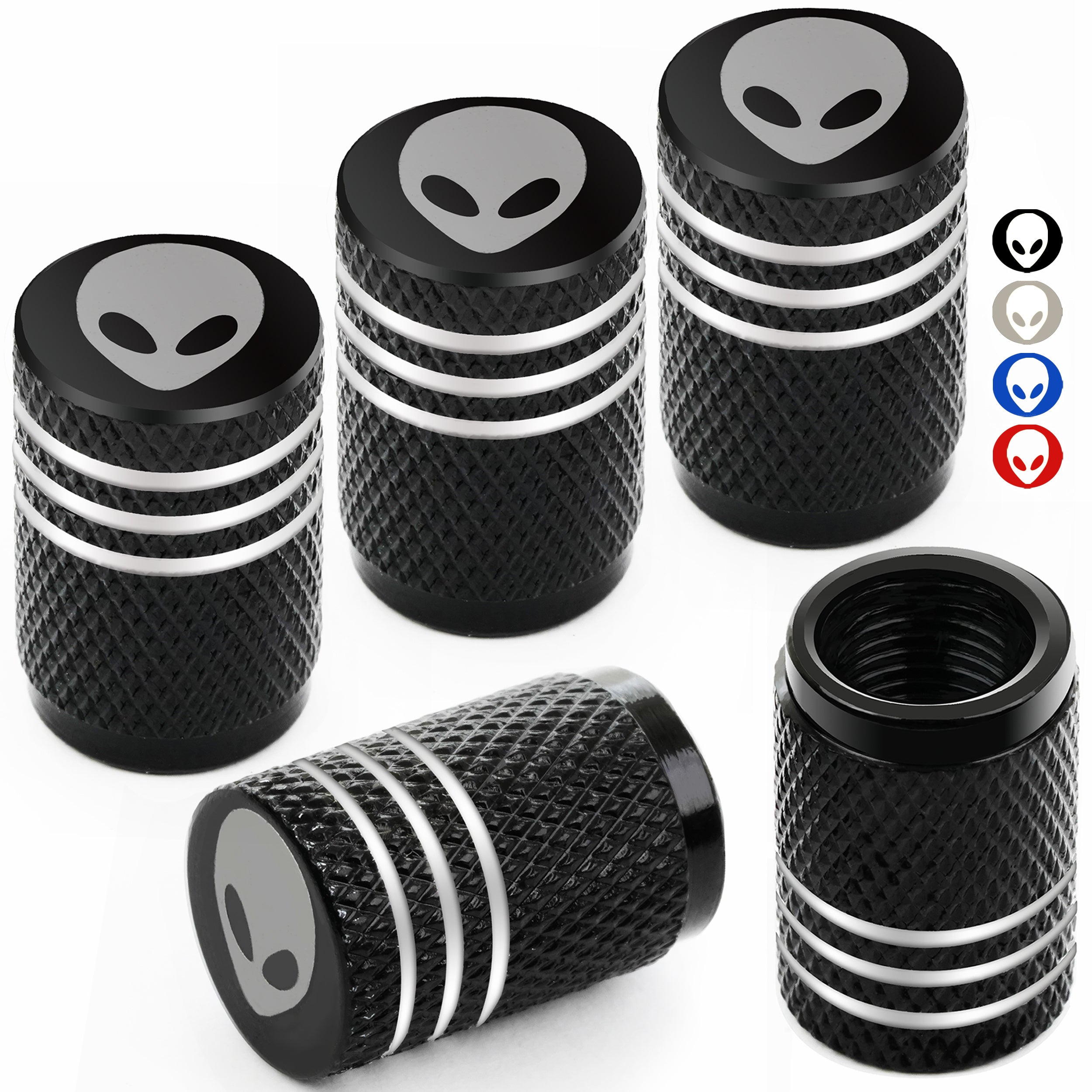 5pcs Aluminum Alloy Bike Valve Caps Alien Pattern Valve Cover