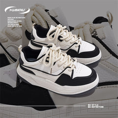 HUANQIU Lace-up Height Increase Skate Shoes Non-slip Casual Sneakers