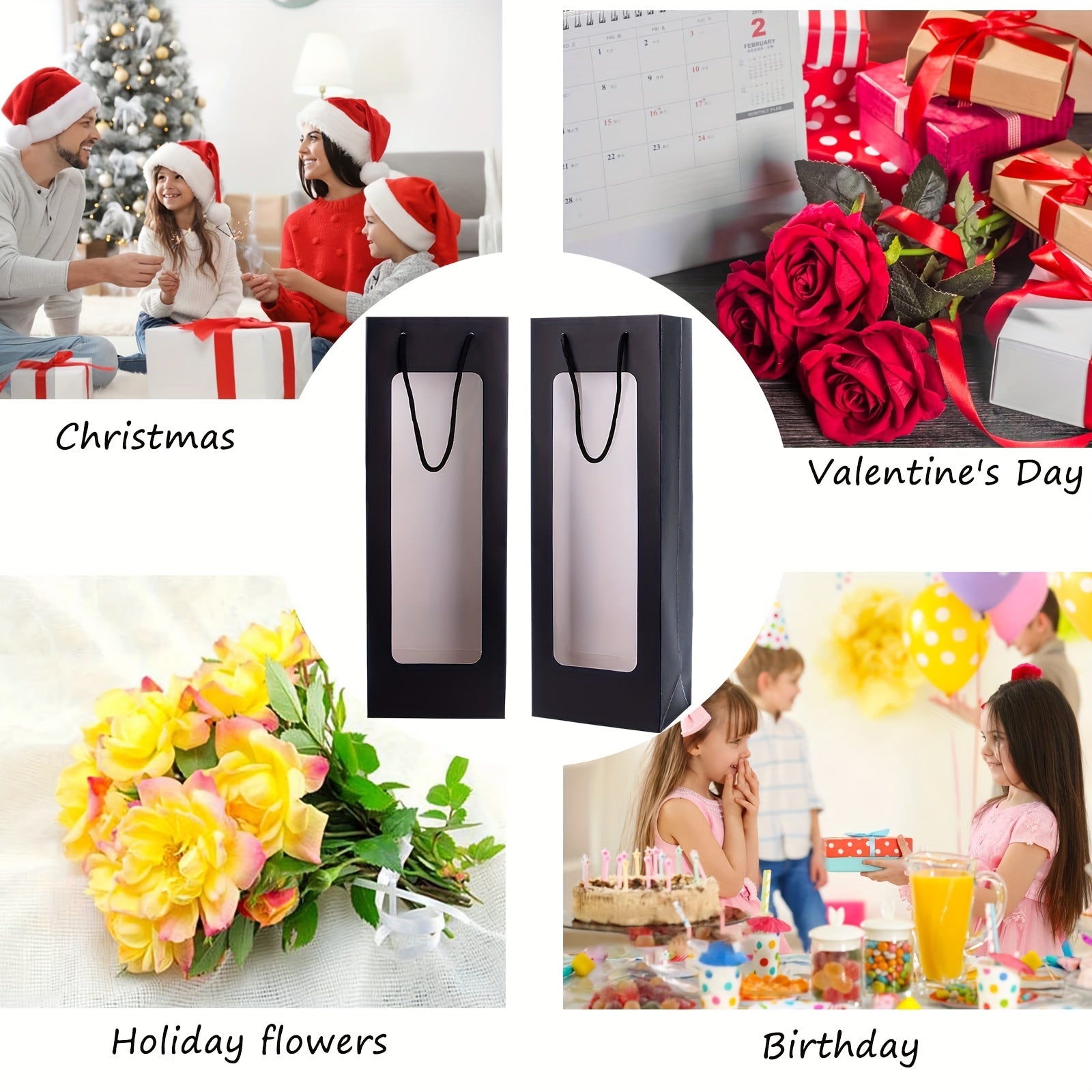 Wine Gift Bags With Window Halloween Birthday Housewarming Supplies