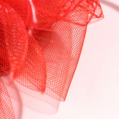 Yellow Mesh Flower Fascinator Hat Feathers Veil Mesh Faux Pearl Small Beret