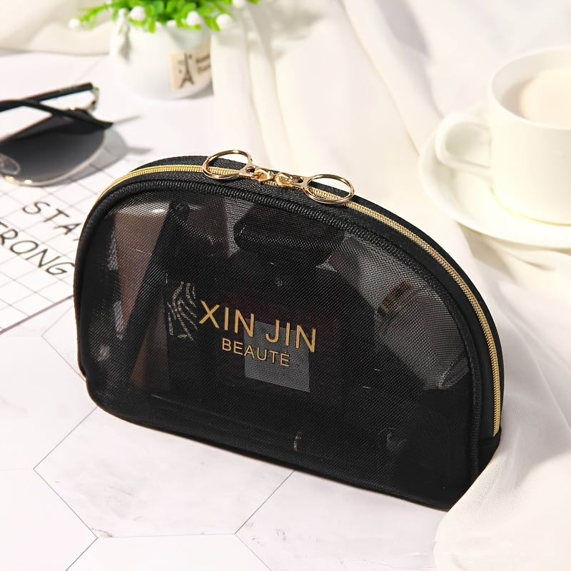 Mesh Makeup Bag Cosmetic Zipper Pouch Portable Travel Storage Bag