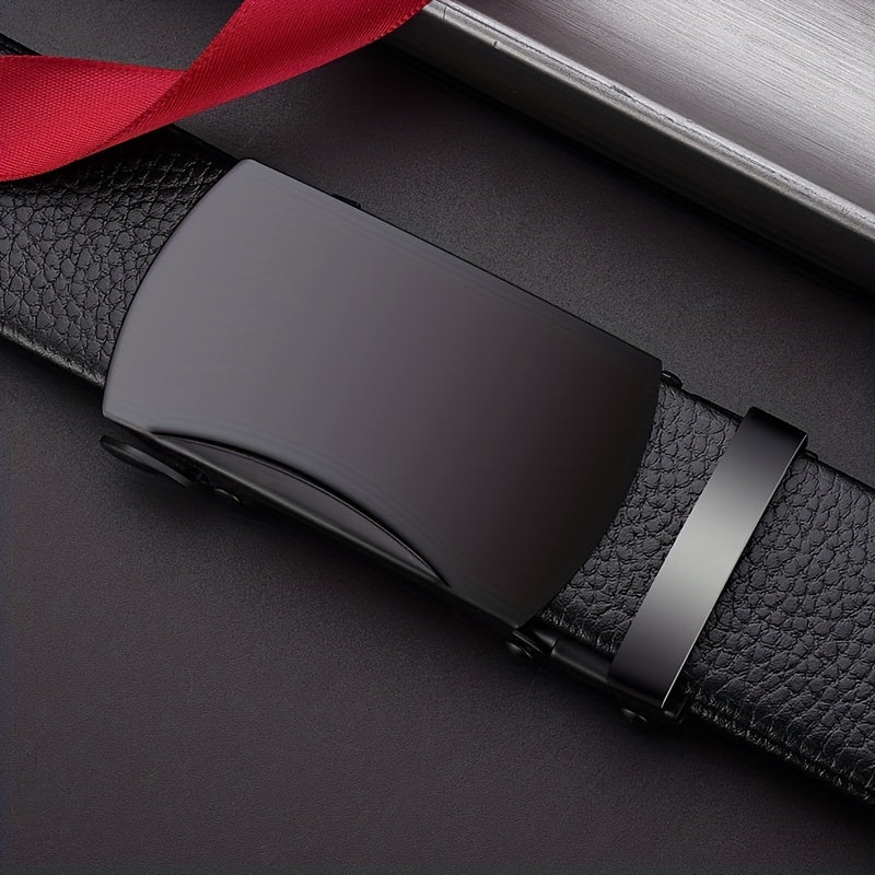 Men's Leather Belt with Automatic Buckle for Business and Western Cowboy Parties