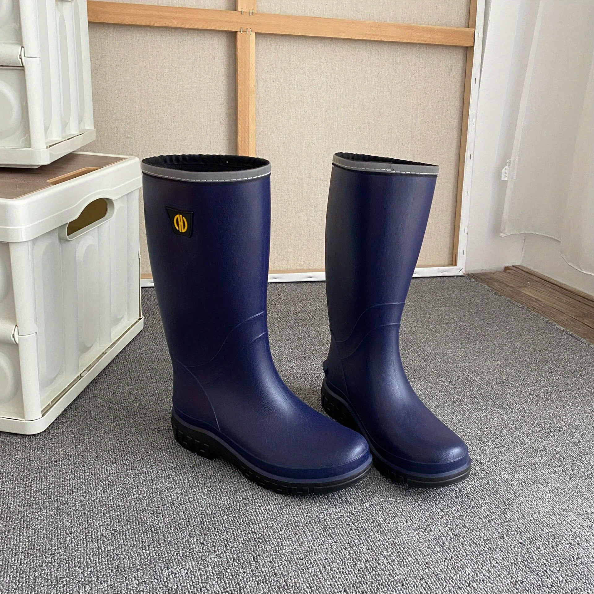 Women's Waterproof Mid Calf Rain Boots - Anti skid Slip On Shoes