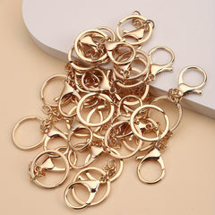 Golden Lobster Clasp Keychain Set with Split Rings & Jump Rings