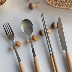 Mushroom Chopsticks Rack Wooden Party Decoration