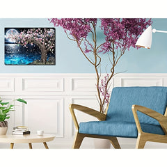 Pink Magnolia Tree Wall Art Moon Canvas 8-96cm
