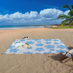 Portable Flower Print Beach Mat with Fixing Nails