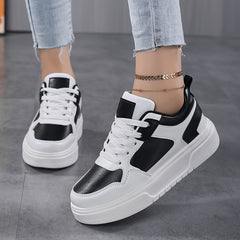Women's Chunky Faux Leather Sneakers for Outdoor Sports