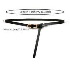 8 Shape Buckle Thin Belt For Women Casual Faux Leather Waist Dress Belt