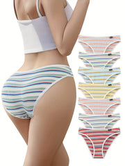 7pcs Striped Pantie Colorblock Stretchy Intimates Panties Women's Lingerie