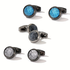 Colorful Crystal Round Men's Shirt Cufflinks Closure