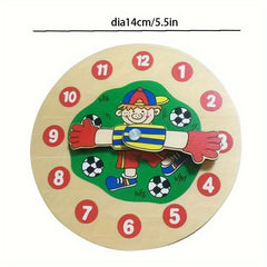 Wooden Clock Educational Toy for Kids Football