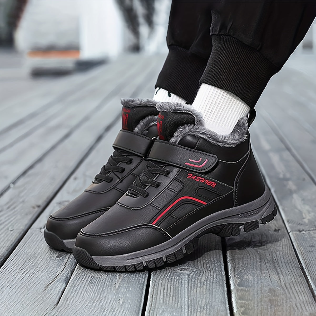 Fur Fleece Lined Snow Boots Waterproof Non Slip High Top Round Toe Shoes