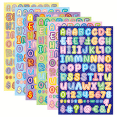 6pcs Laser Letter And Number Stickers - DIY Decoration
