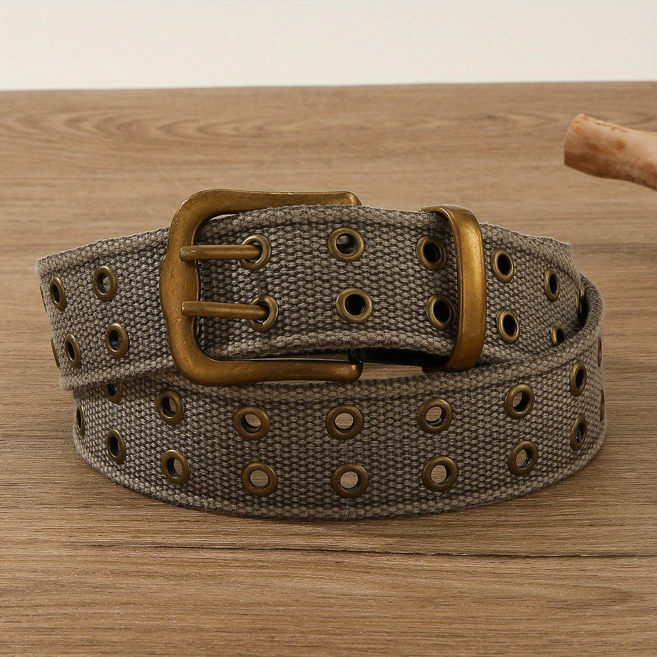 Punk Double Eyelet Canvas Belt Solid Unisex Hip Hop Belt