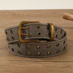 Punk Double Eyelet Canvas Belt Solid Unisex Hip Hop Belt
