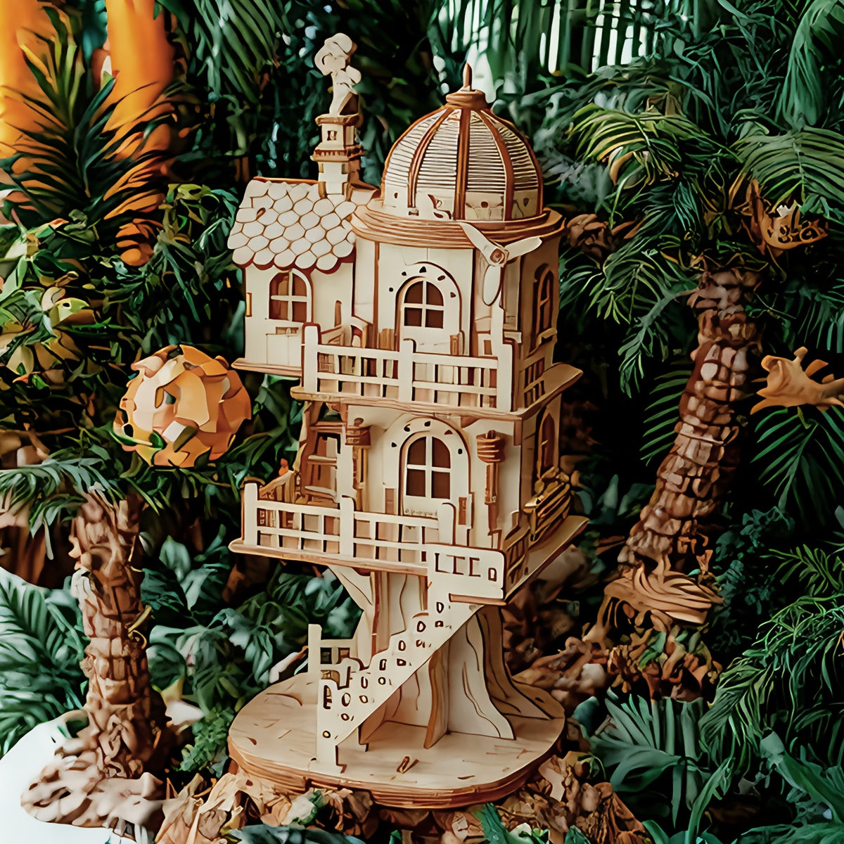 3D Wooden Treehouse Puzzle Model DIY Assembly Gift