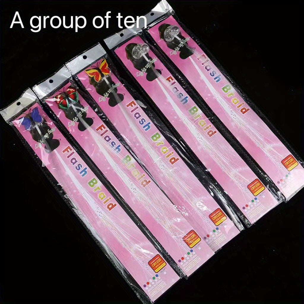 10pcs Colorful LED Luminous Braids for Festivals and Parties