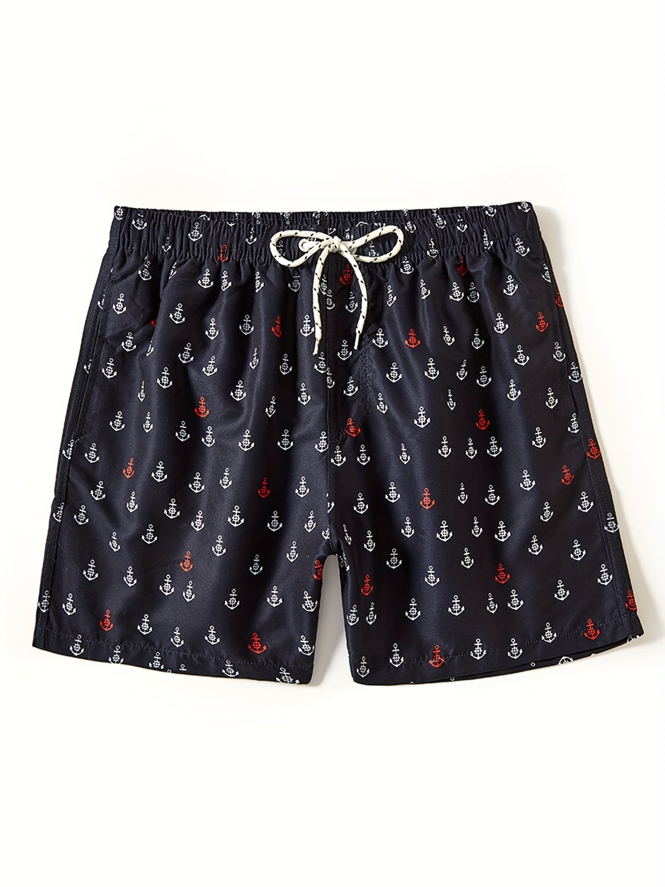 Boat Anchor Print Men's Swim Trunks Drawstring Board Shorts