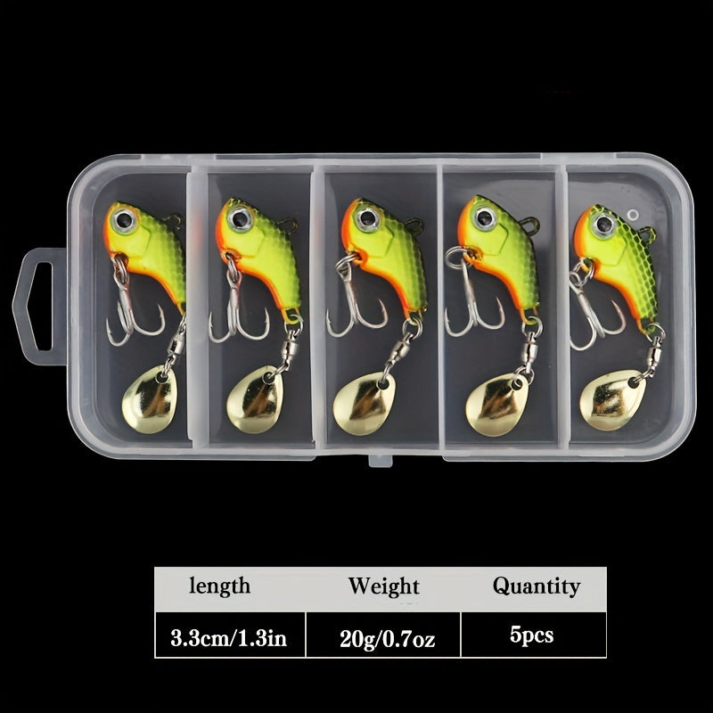 5pcs Metal VIB Spinner Spoon Lure Trout Winter Fishing Hard Baits