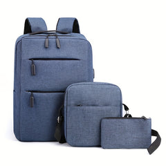 Business Laptop Backpack Canvas Travel Schoolbag with Crossbody Bag