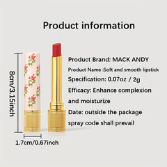 Velvet Red Lipstick Matte Moisturizing Soft Floral Lipstick