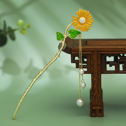 Vintage Rhinestone Flower Hair Pin Chignon Hair Decor