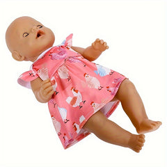 Pink Animal Print Dress for 17-18 Inch Dolls - Chicken & Hen Pattern