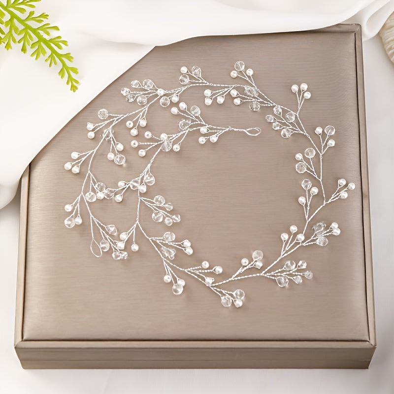 Western Wedding Hair Crown Floral Pearl Ornaments
